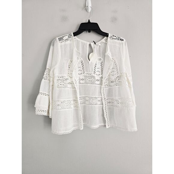 Tularosa White Button Front Crochet Top XS NWT - Picture 5 of 5